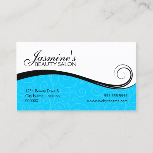Elegant Swirls Salon Aqua Blue Business Cards
