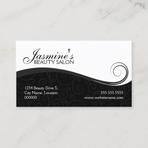 Elegant Swirls Salon Black Grey Business Cards