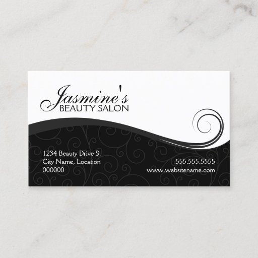 Customizable Elegant Swirls Salon Black Grey Business Cards