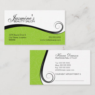 Elegant Swirls Salon Green Appointment Card