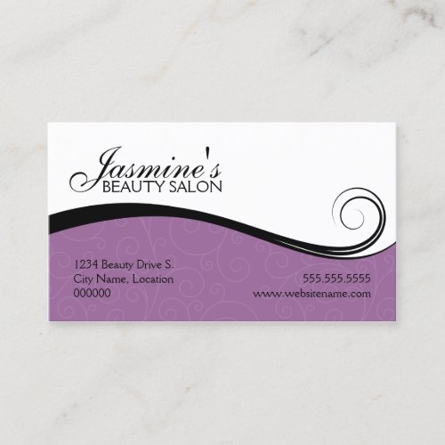 Elegant Swirls Salon Lavender Business Cards