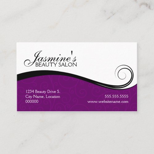 Elegant Swirls Salon Purple Business Cards