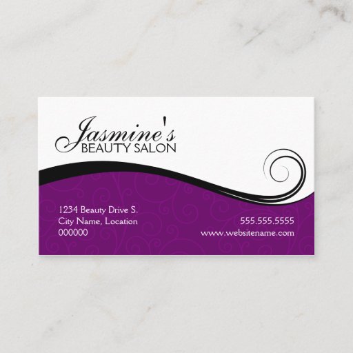 Customizable Elegant Swirls Salon Purple Business Cards