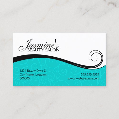 Elegant Swirls Salon Turquoise Business Cards