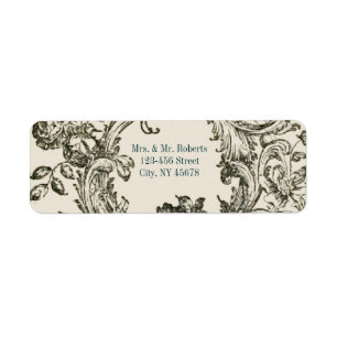 elegant swirls Vintage lily floral peacock wedding Label