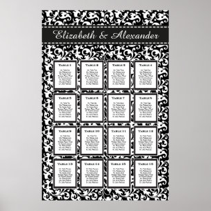 Elegant Swirls Wedding 16 Table Seating Chart