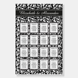 Elegant Swirls Wedding 16 Table Seating Chart Foam Board