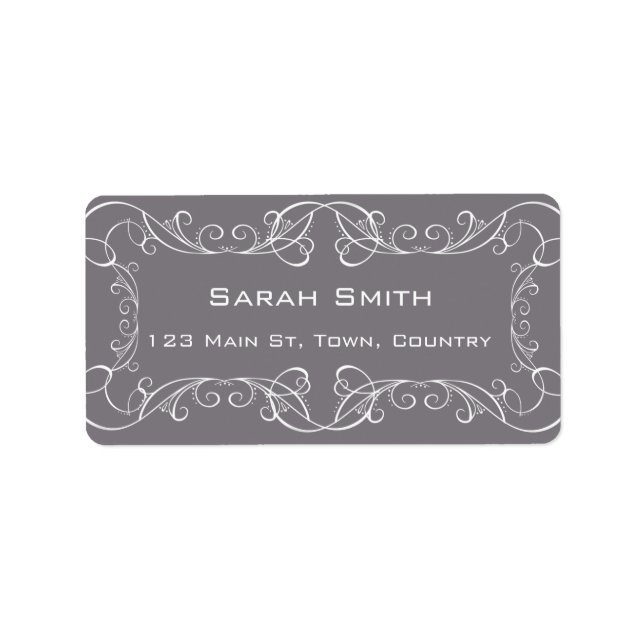 Elegant Swirls Wedding Return RSVP Labels (Front)