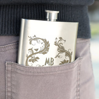 Elegant Swirls with your Monogram Flask