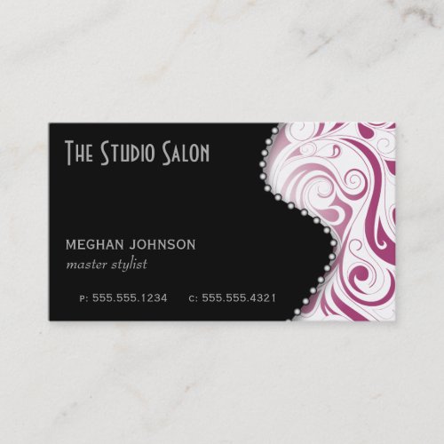 Elegant Swirly Appointment Business Card Fuchsia