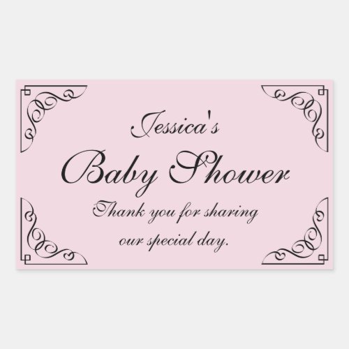 Elegant swirly baby shower party favor sticker