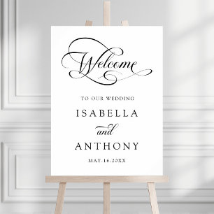 Elegant Swirly Calligraphy Wedding Welcome Sign