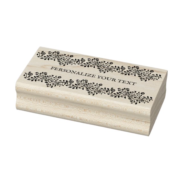 Elegant Swirly Floral Ornament Personal Stationery Rubber Stamp (Stamp)