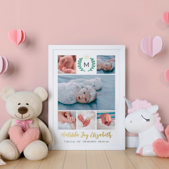 Elegant Swirly The Family Name 6 Photos Foil Print (Creator Uploaded)