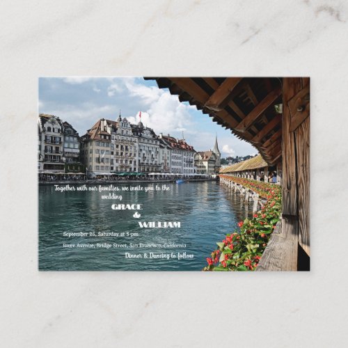 Elegant Swiss Bridge design wedding Enclosure Card