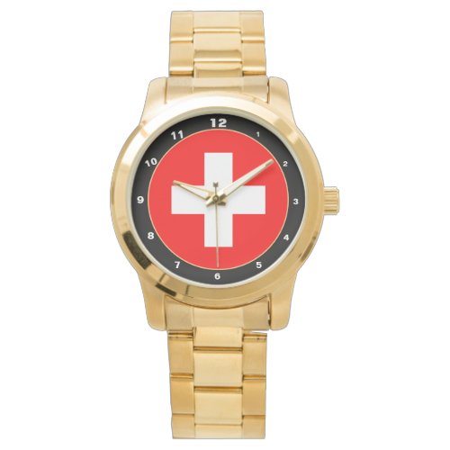 Elegant Swiss Flag Business Switzerland patriotic Watch