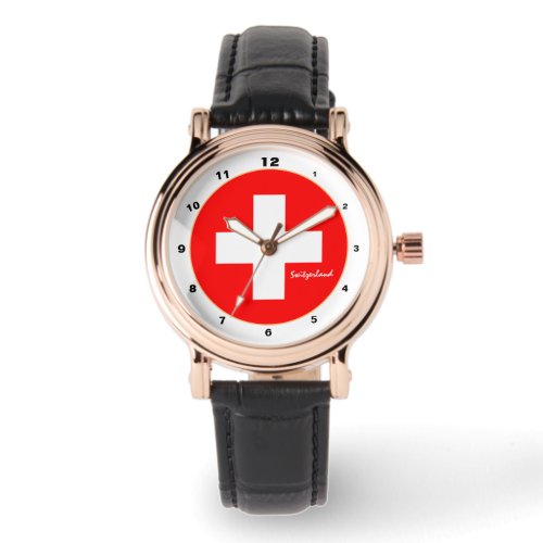 Elegant Swiss Flag  Switzerland fashion design Watch