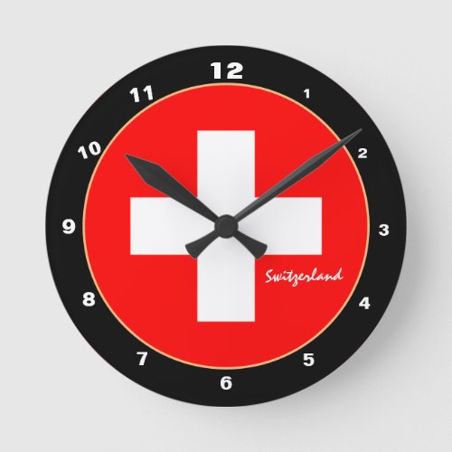 Elegant Swiss Flag  Switzerland trendy  design Round Clock