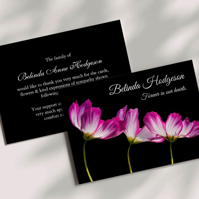 Elegant Sympathy Floral Funeral Thank You Cards (Pretty Pink Flowers Sympathy Memorial Funeral Thank You Cards)