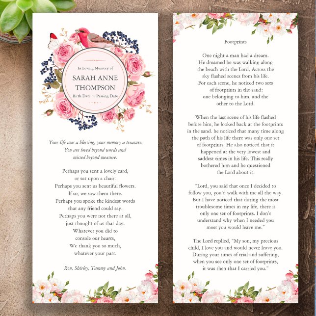Elegant Sympathy Footprints Memorial Funeral Invitation (Funeral Memorial Footprints funeral thank you card)