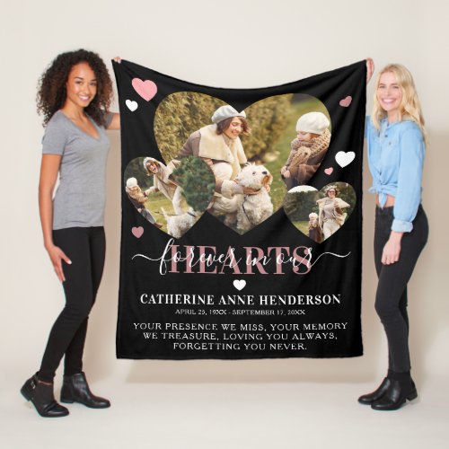 Elegant Sympathy Quote Heart Photos Memorial Fleece Blanket