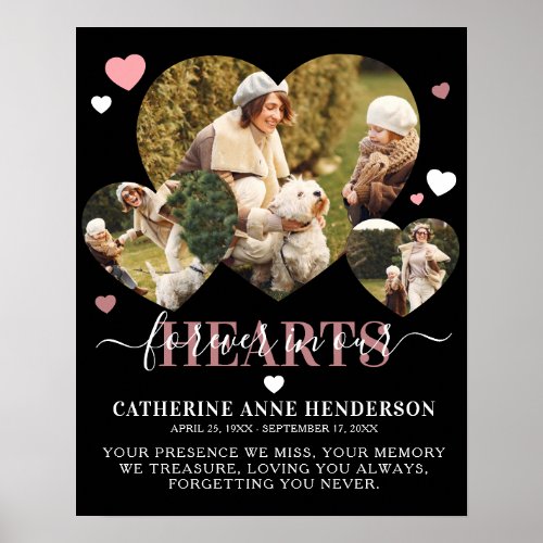 Elegant Sympathy Quote Heart Photos Memorial Poster