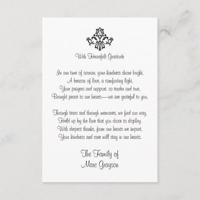 Elegant Sympathy Thank You Notes (Front)