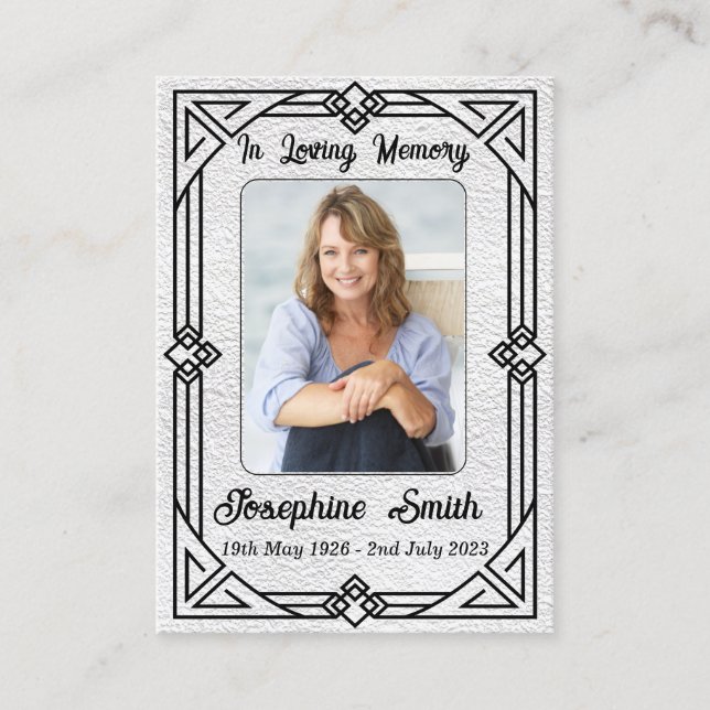 Elegant Sympathy Vintage Photo Prayer Card (Front)