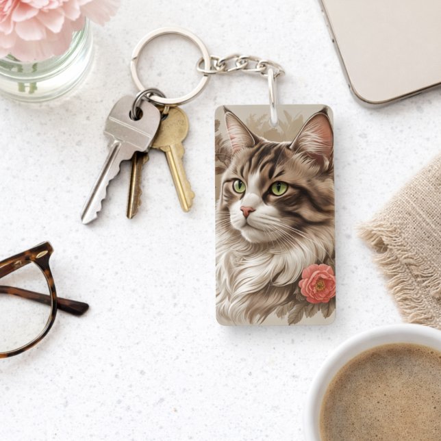 Elegant Tabby Cat  Keychain (Creator Uploaded)