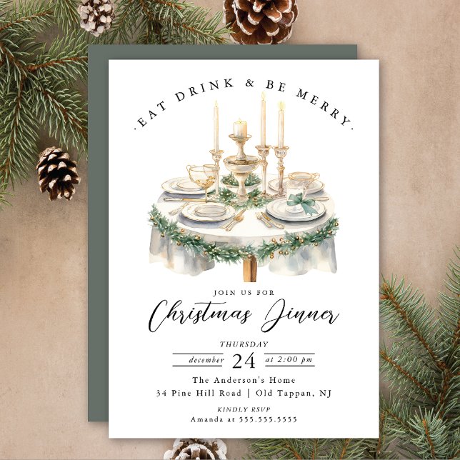 Elegant Table Christmas Dinner Invitation (Creator Uploaded)