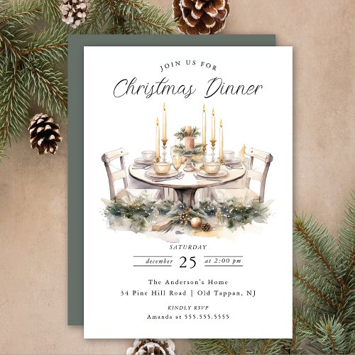 Elegant Table Christmas Dinner Invitation