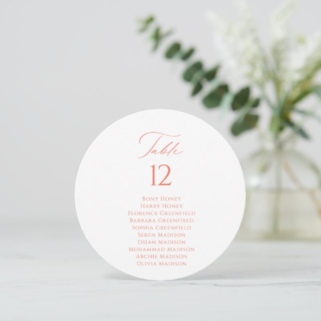 Elegant Table Number and Guest Name Seating Card (Standing Front)