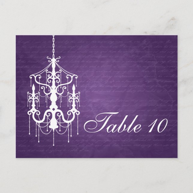Elegant Table Number Chandelier Purple (Front)