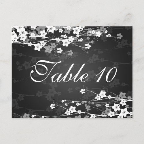 Elegant Table Number Cherry Blossom Black