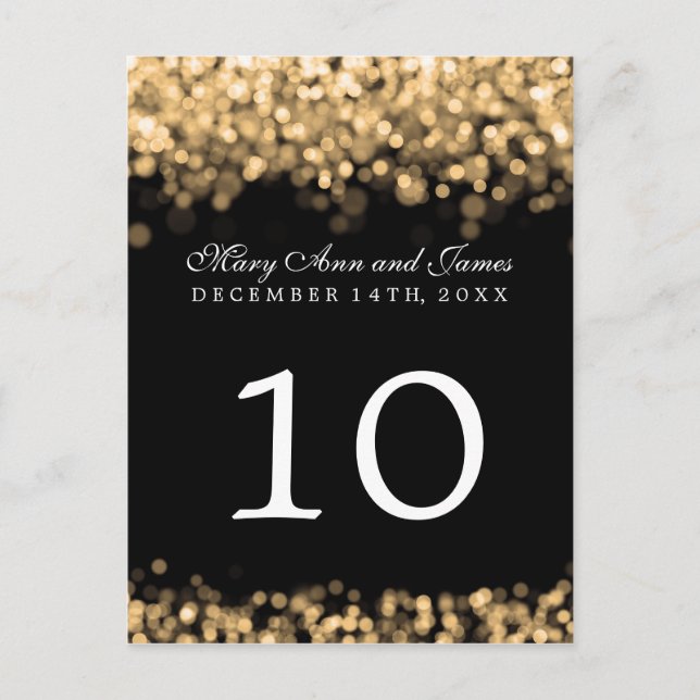 Elegant Table Number Gold Lights (Front)