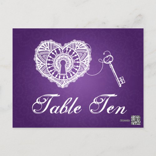 Elegant Table Number Key To My Heart Purple