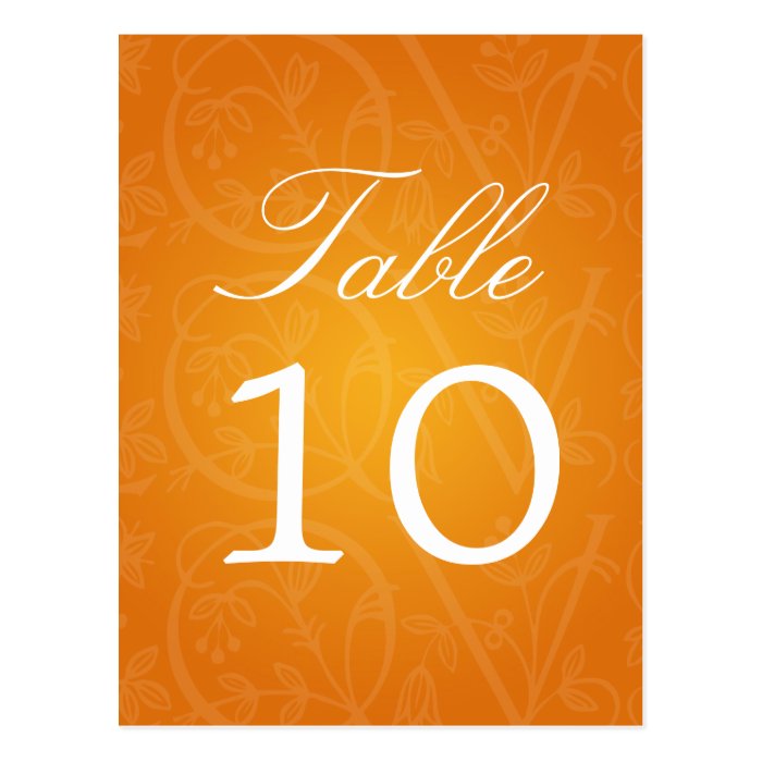 Elegant Table Number Love Flourish Orange Postcard