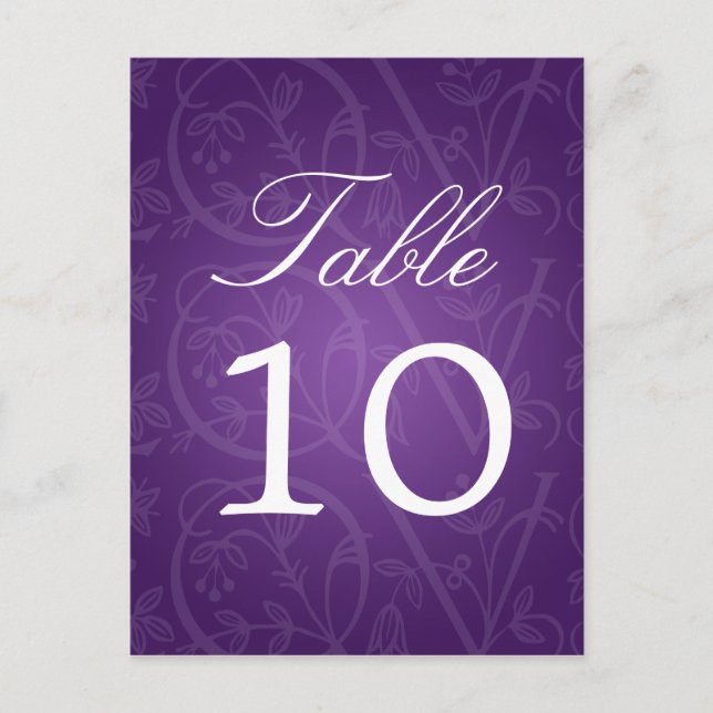 Elegant Table Number Love Flourish Purple (Front)