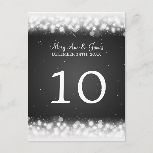 Elegant Table Number Magic Sparkle Black