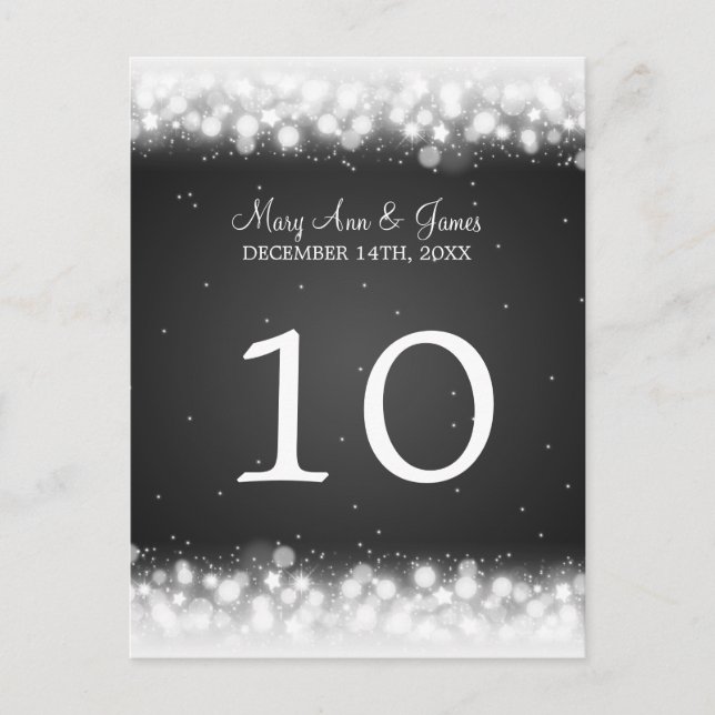 Elegant Table Number Magic Sparkle Black (Front)