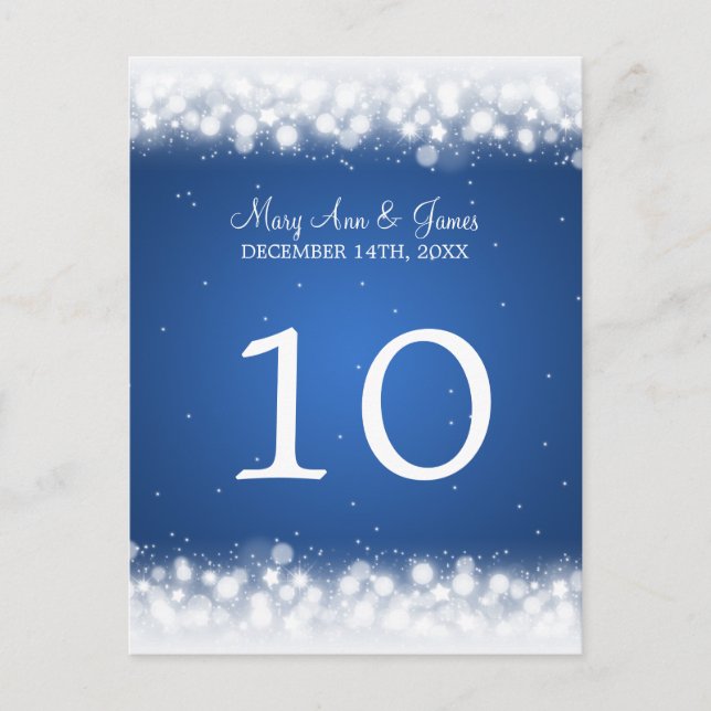 Elegant Table Number Magic Sparkle Blue (Front)