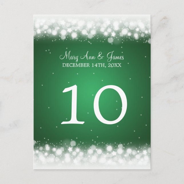 Elegant Table Number Magic Sparkle Green (Front)