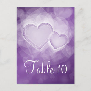 Elegant Table Number Modern Hearts Purple