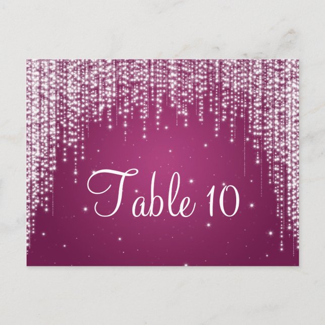 Elegant Table Number Night Dazzle Berry Pink (Front)