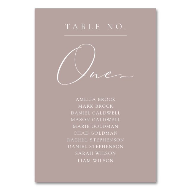 Elegant Table Number One Seating Chart (Front)