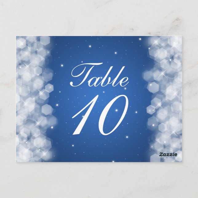 Elegant Table Number Party Sparkle Blue (Back)
