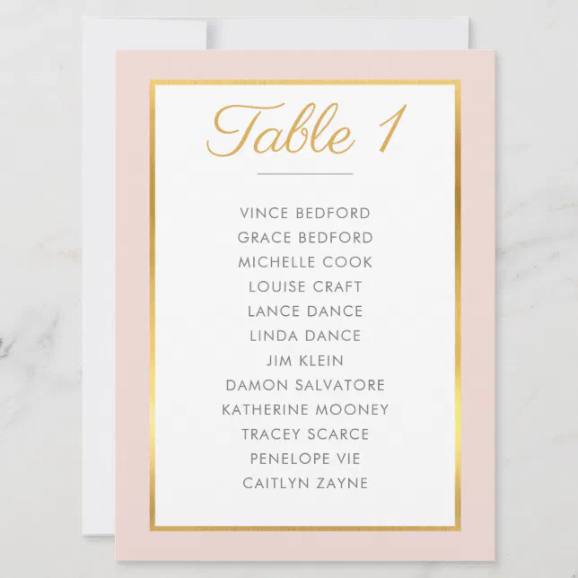 Elegant Blush Floral | Table Number Seating Chart | Zazzle