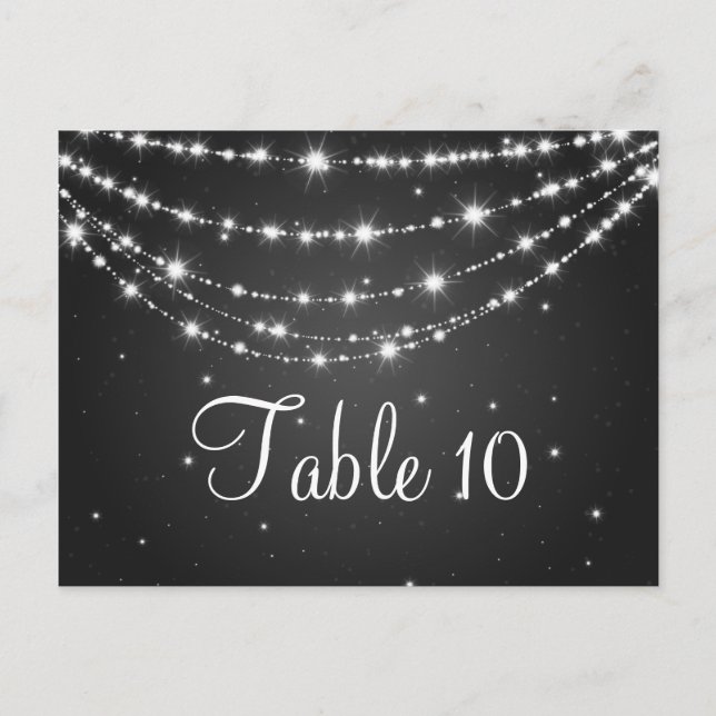 Elegant Table Number Sparkling Chain Black (Front)