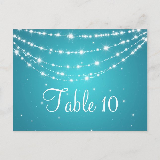 Elegant Table Number Sparkling Chain Blue (Front)