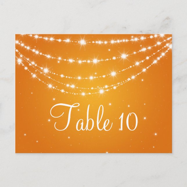 Elegant Table Number Sparkling Chain Orange (Front)
